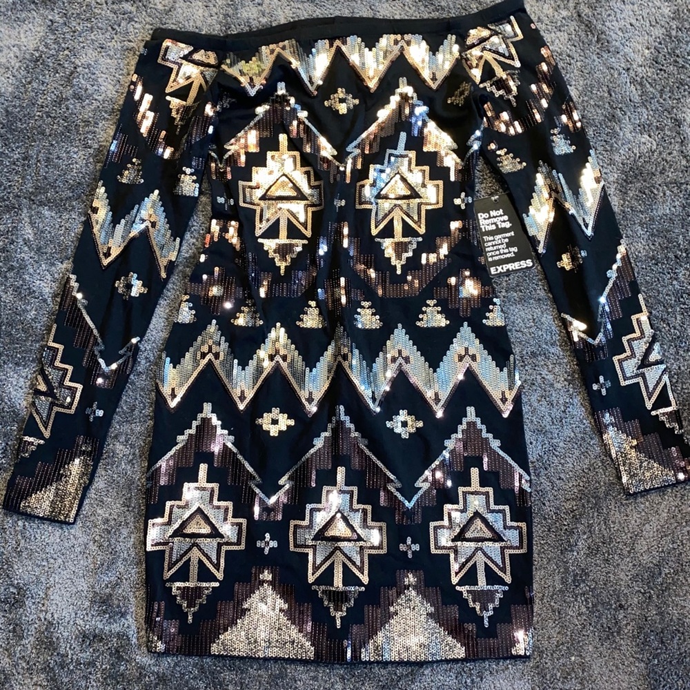 Long sleeve sequin dress